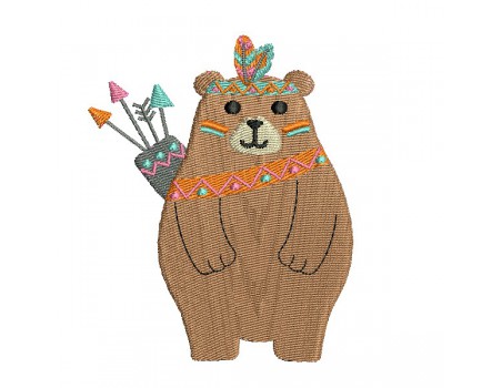 machine embroidery design indian bear