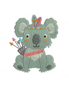 machine embroidery design indian koala