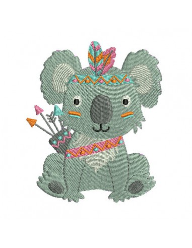 machine embroidery design indian koala