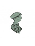 Motif de broderie machine camée femme rétro