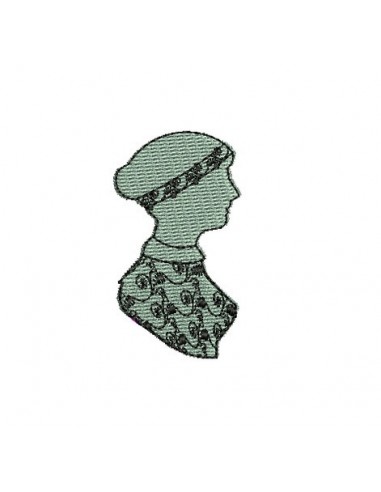 Motif de broderie machine camée femme rétro