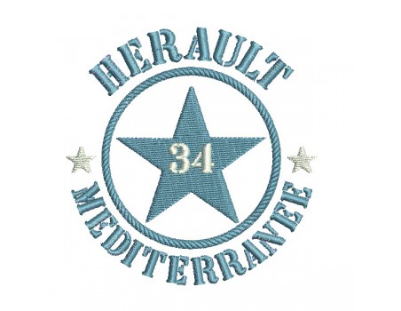 Motif de broderie  machine  étoile département 34 Hérault