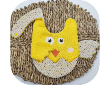 machine embroidery design ITH  bib Chick