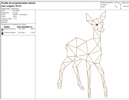 Motif de broderie machine faon origami