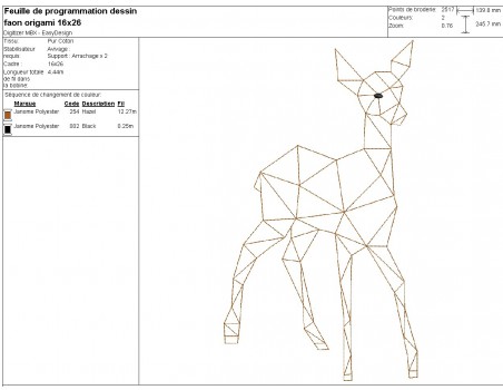 Motif de broderie machine faon origami