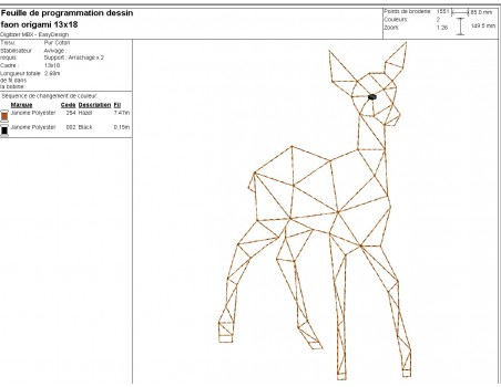 machine embroidery design geometric fawn or doe