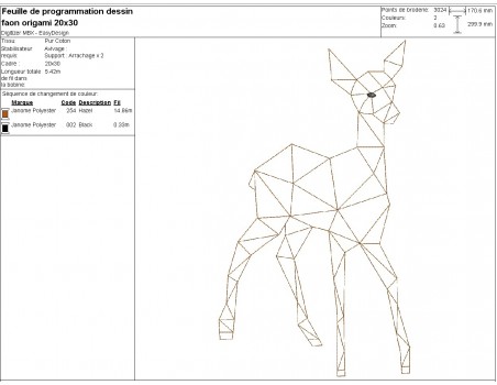 Motif de broderie machine faon origami