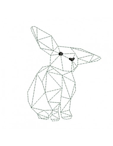 machine embroidery design geometric rabbit