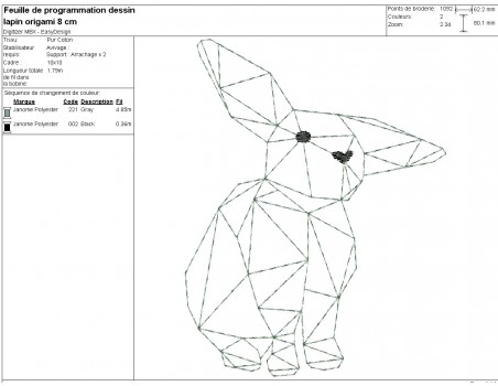 machine embroidery design geometric rabbit