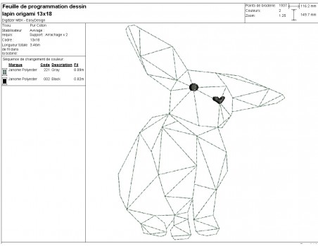 machine embroidery design geometric rabbit