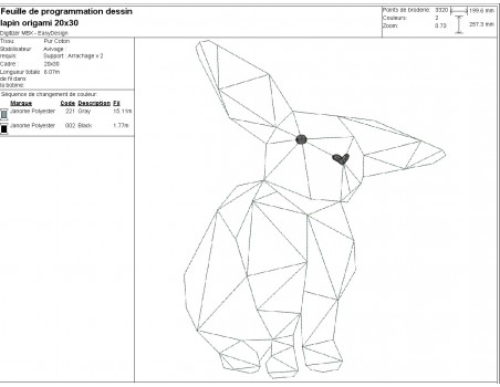 machine embroidery design geometric rabbit