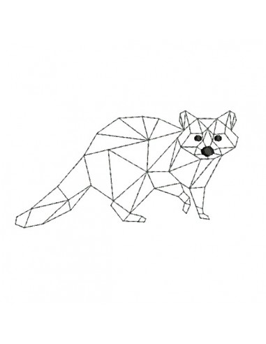 machine embroidery design geometric raccoon