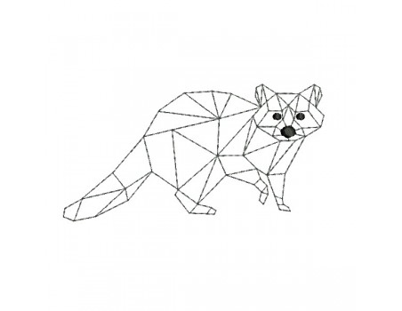 machine embroidery design geometric raccoon