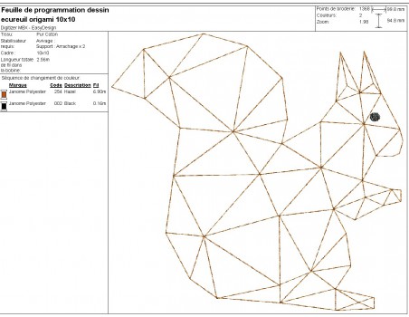 machine embroidery design geometric squirrel