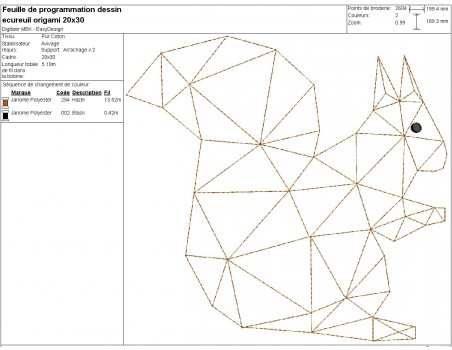 Motif de broderie machine écureuil  origami