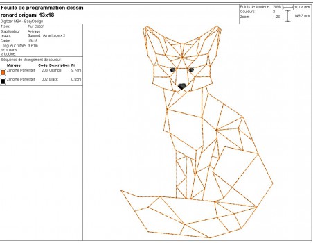 machine embroidery design geometric fox