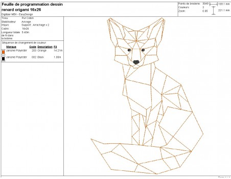 machine embroidery design geometric fox