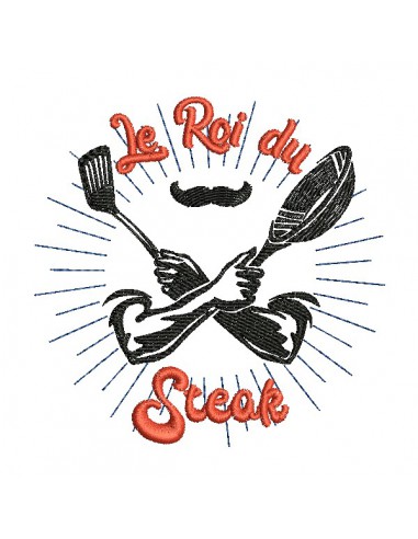 Motif de broderie machine cuisine le roi du steak