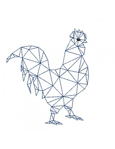 machine embroidery design geometric rooster