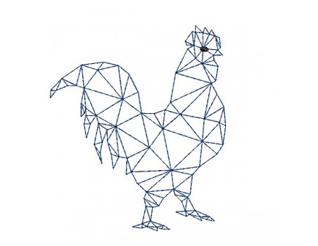 machine embroidery design geometric rooster