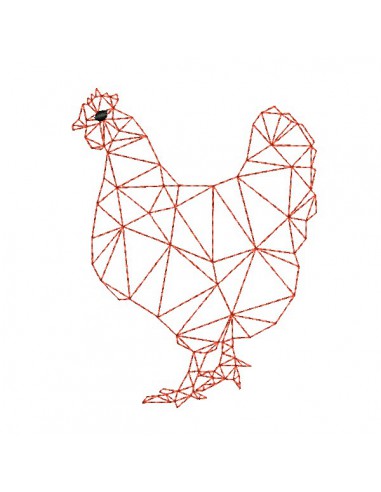 machine embroidery design geometric hen