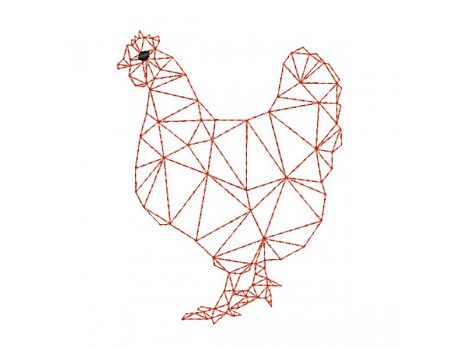 machine embroidery design geometric hen