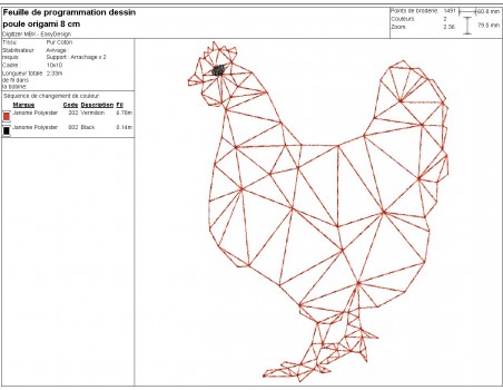 Motif de broderie machine poule  origami