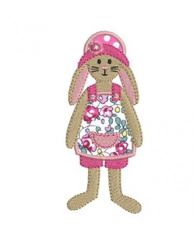 Instant download machine embroidery  rabbit girl