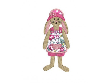 Instant download machine embroidery  rabbit girl