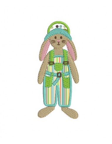 Instant download machine embroidery  rabbit boy