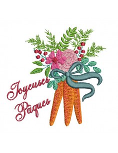 machine embroidery design easter flower carrots