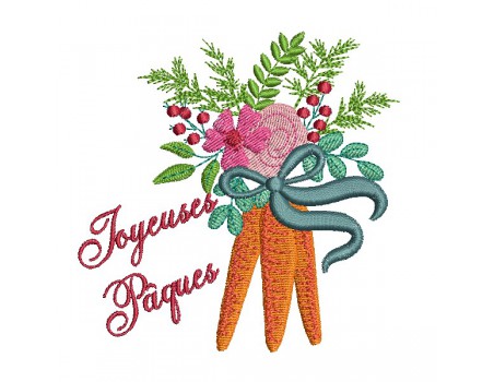 machine embroidery design easter flower carrots