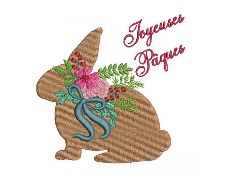 machine embroidery design easter flower rabbit