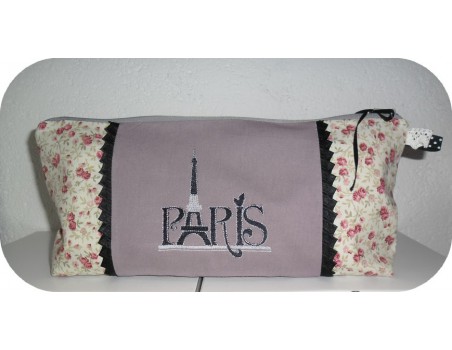 Motif de broderie machine Paris tour eiffel strass