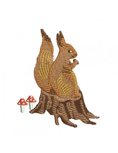 machine embroidery design forest squirrel