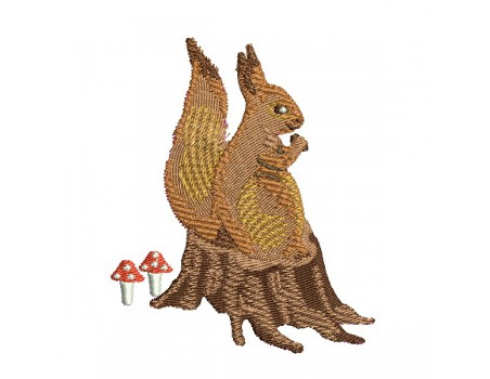 machine embroidery design forest squirrel