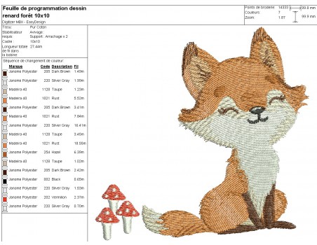 machine embroidery design forest fox