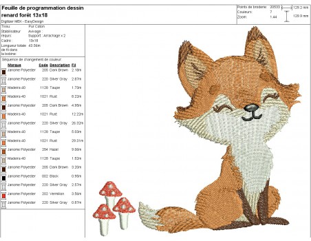 machine embroidery design forest fox