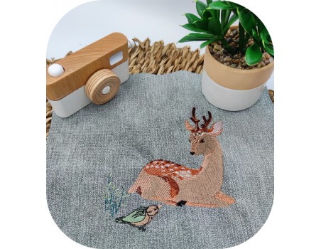 machine embroidery design forest deer