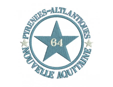 Motif de broderie  machine  étoile département 64 Pyrénées Atlantiques