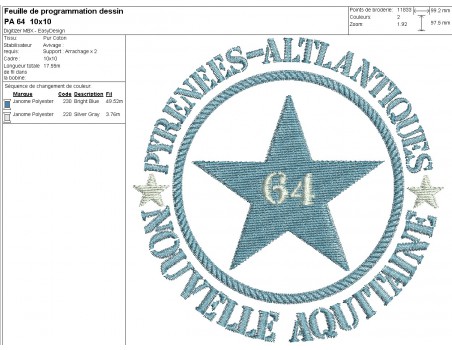 machine embroidery design department 64 of Pyrénées Atlantiques