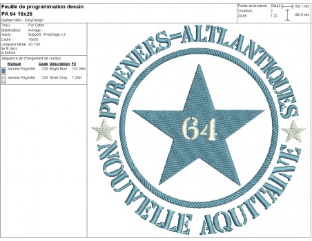 machine embroidery design department 64 of Pyrénées Atlantiques