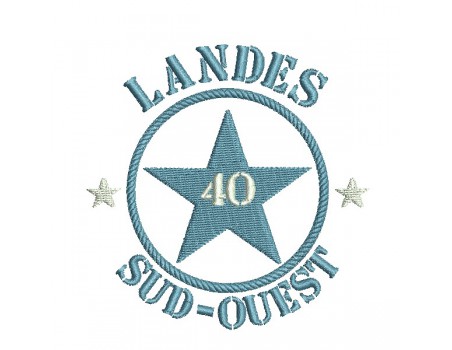 Motif de broderie  machine  étoile département 40 Landes Sud Ouest