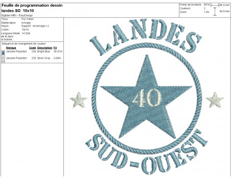 machine embroidery design department 40 of Sud Ouest Landes