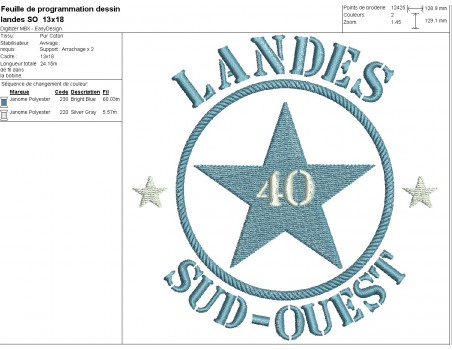 machine embroidery design department 40 of Sud Ouest Landes