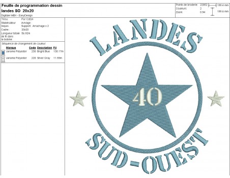 machine embroidery design department 40 of Sud Ouest Landes