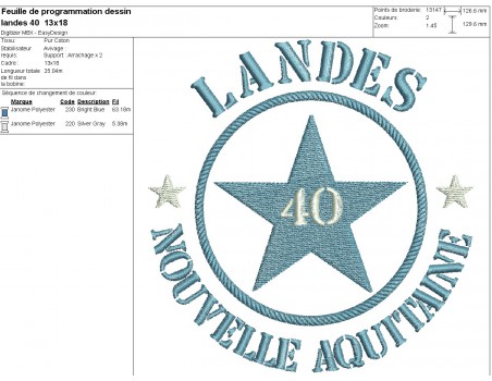 machine embroidery design department 40 of Landes Nouvelle Aquitaine