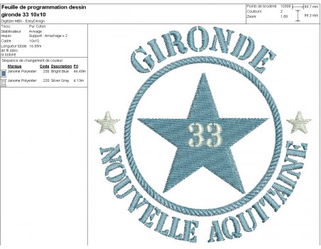 machine embroidery design department 33 of Gironde