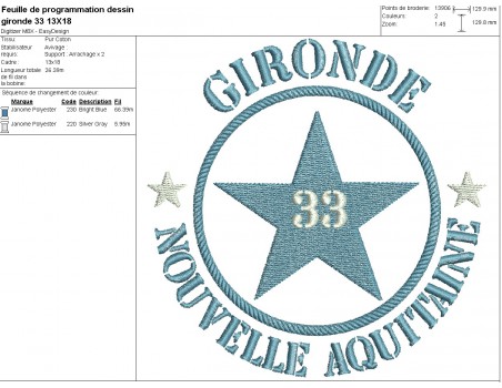 machine embroidery design department 33 of Gironde