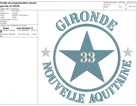 machine embroidery design department 33 of Gironde